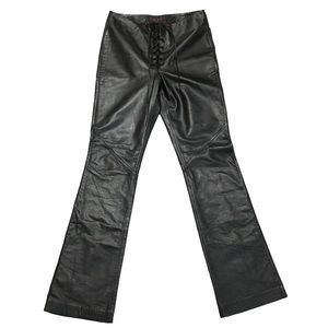 Vintage Ralph Lauren Black Leather Lace Up Pants Moto Y2K Biker